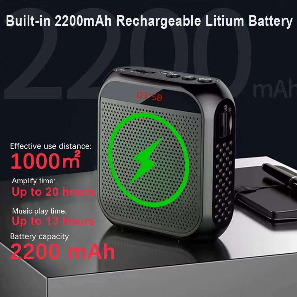 Portable Voice Amplifier For Teachers, 2200Mah Rechargeable Personal Amplifier Mic Pa System Headset Microphone With Speaker For